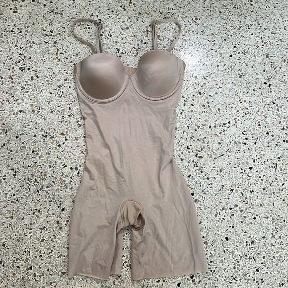 Spanx strapless bodysuit tan nude small s shaper removeable straps bra small s - Picture 3 of 6